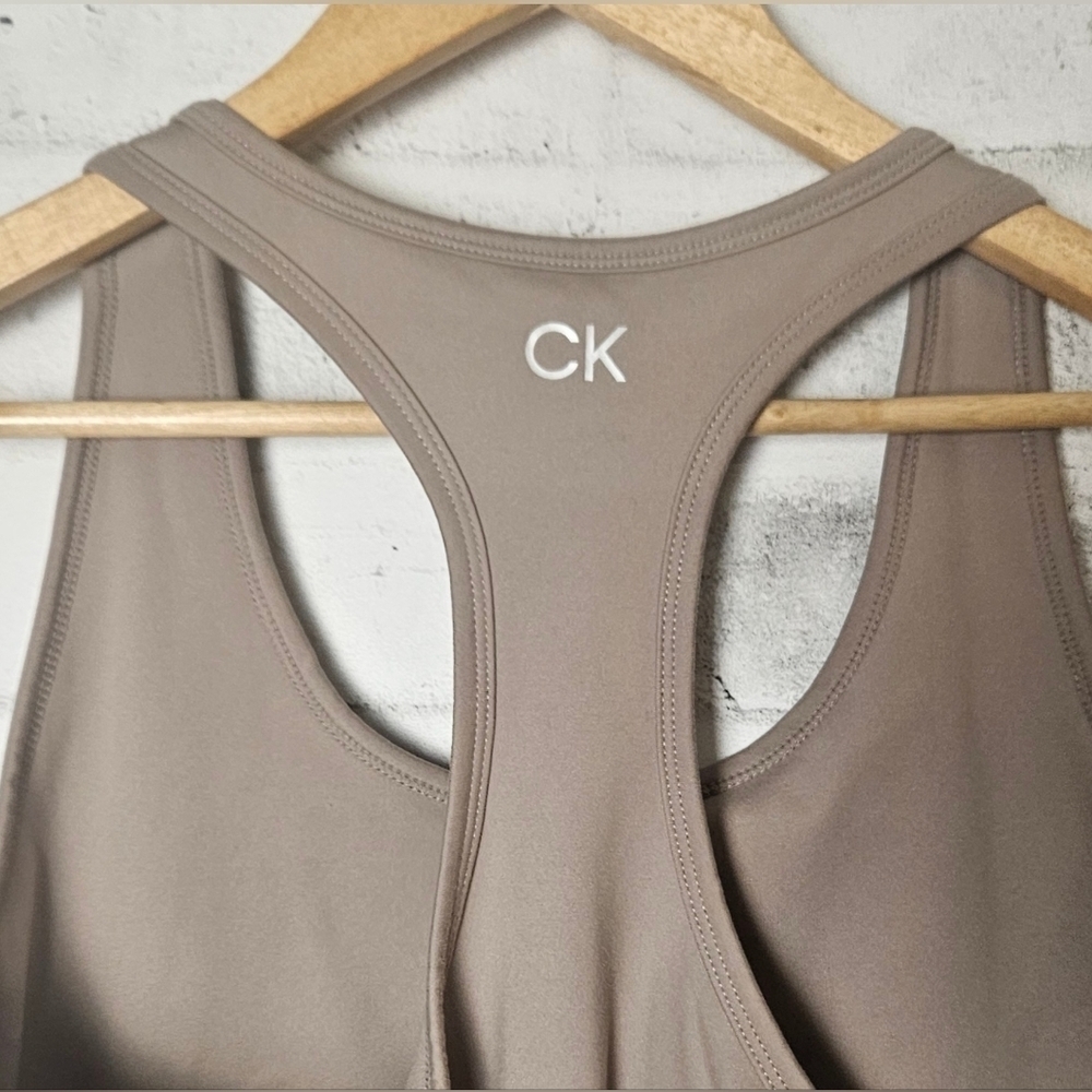 Calvin Klein Performance Built In Bra Racerback Tank Top XL Beige - Picture 4 of 8
